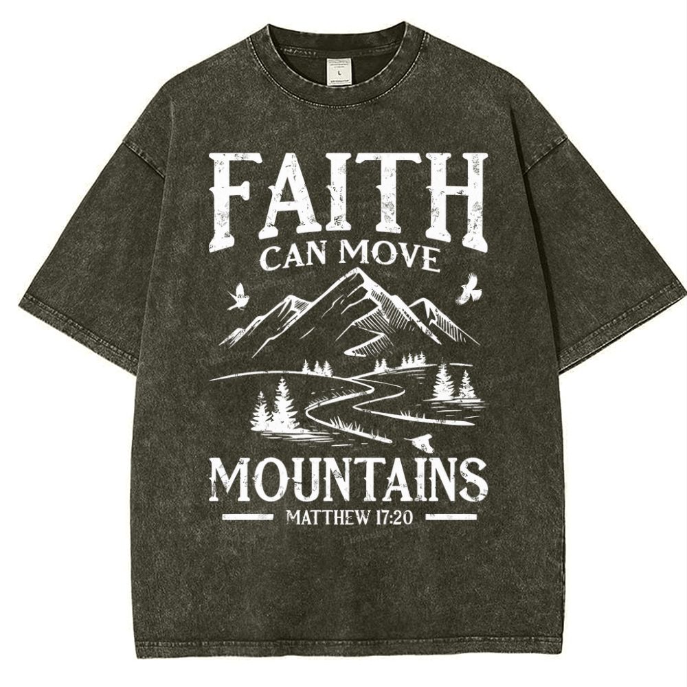 Faith Can Move Mountains Snowflake Vintage Washed T-Shirt