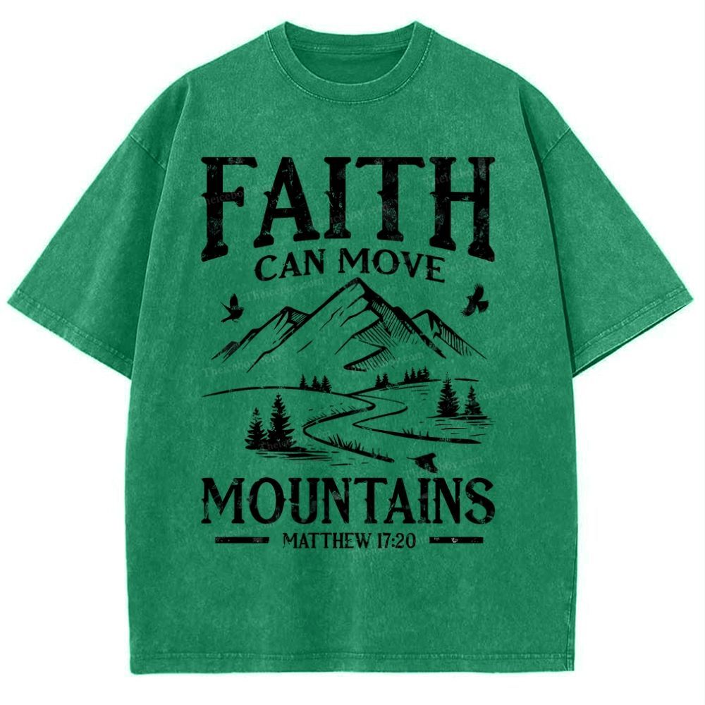 Faith Can Move Mountains Snowflake Vintage Washed T-Shirt