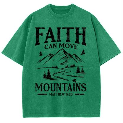 Faith Can Move Mountains Snowflake Vintage Washed T-Shirt