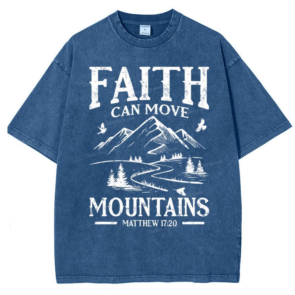 Faith Can Move Mountains Snowflake Vintage Washed T-Shirt