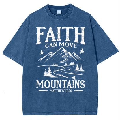 Faith Can Move Mountains Snowflake Vintage Washed T-Shirt