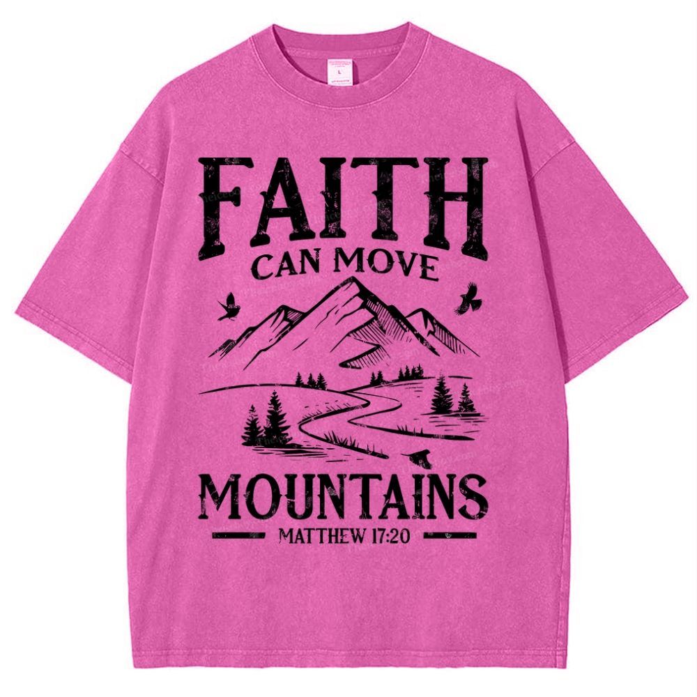 Faith Can Move Mountains Snowflake Vintage Washed T-Shirt
