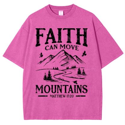 Faith Can Move Mountains Snowflake Vintage Washed T-Shirt