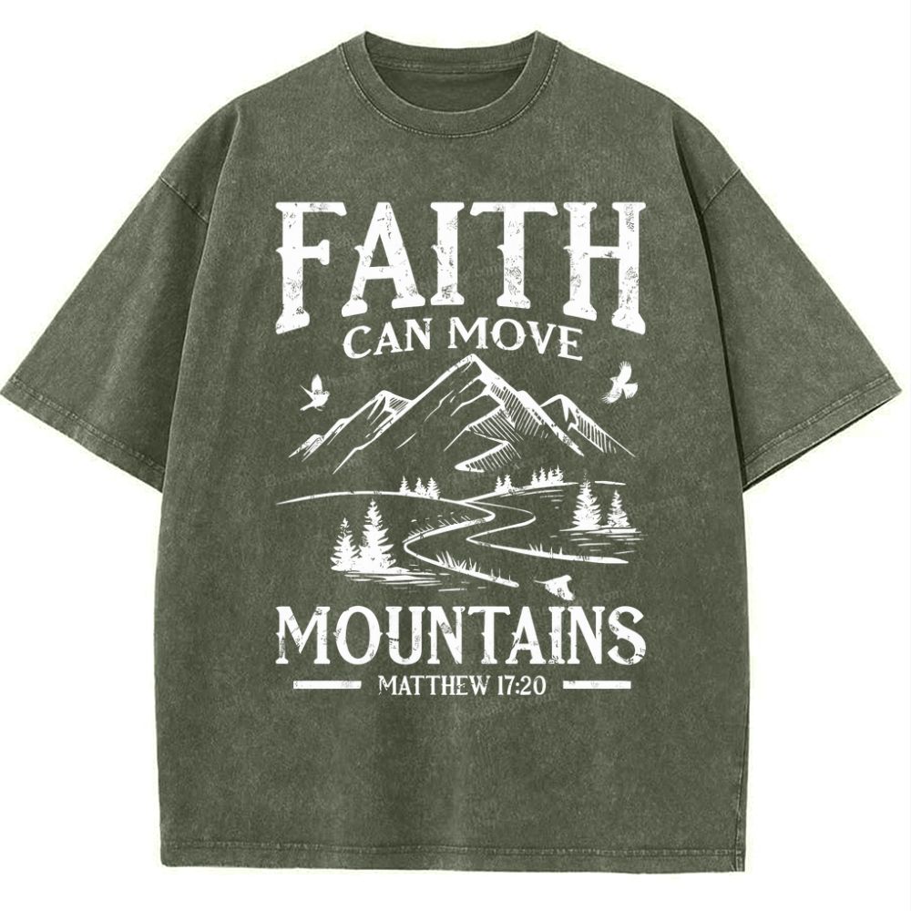 Faith Can Move Mountains Snowflake Vintage Washed T-Shirt