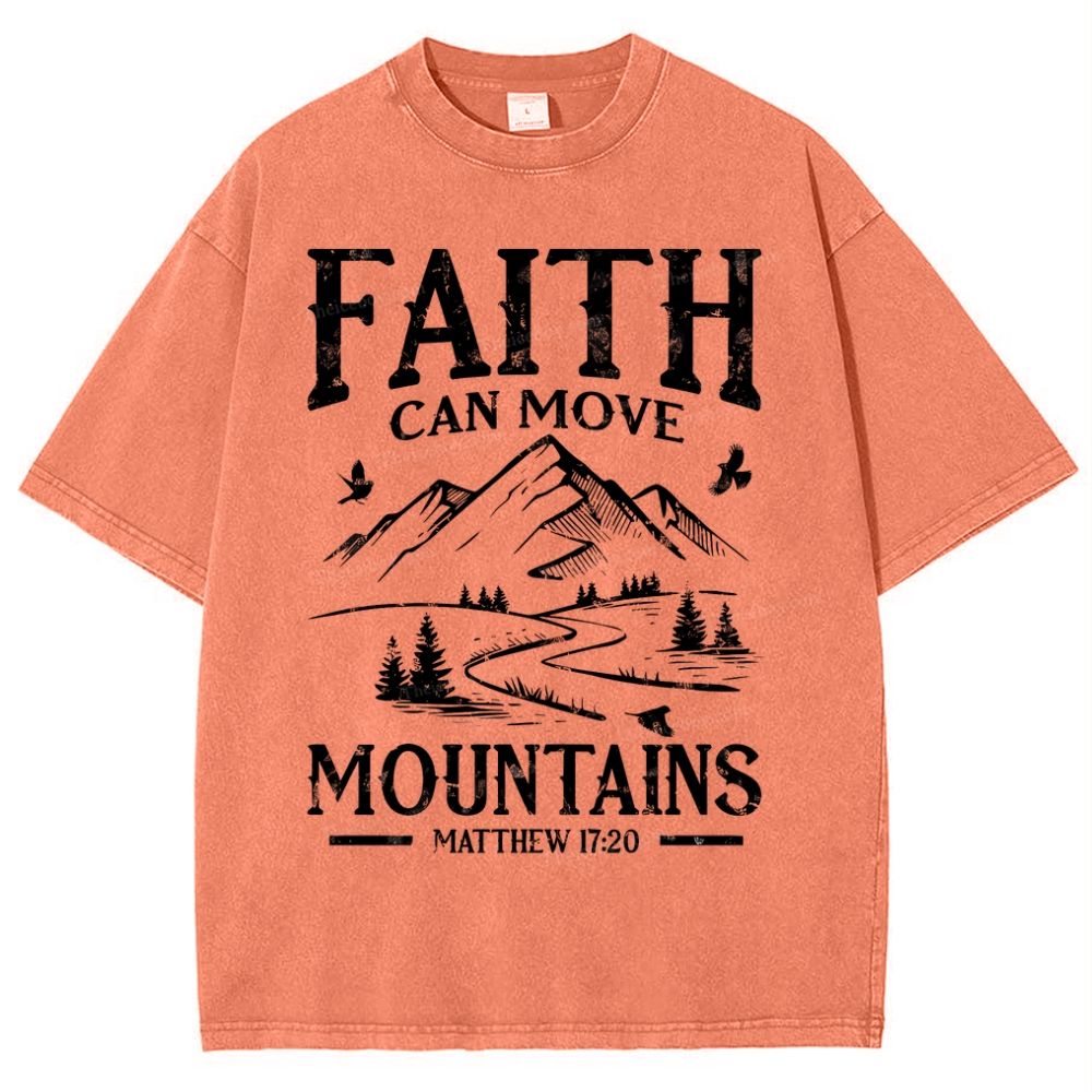 Faith Can Move Mountains Snowflake Vintage Washed T-Shirt