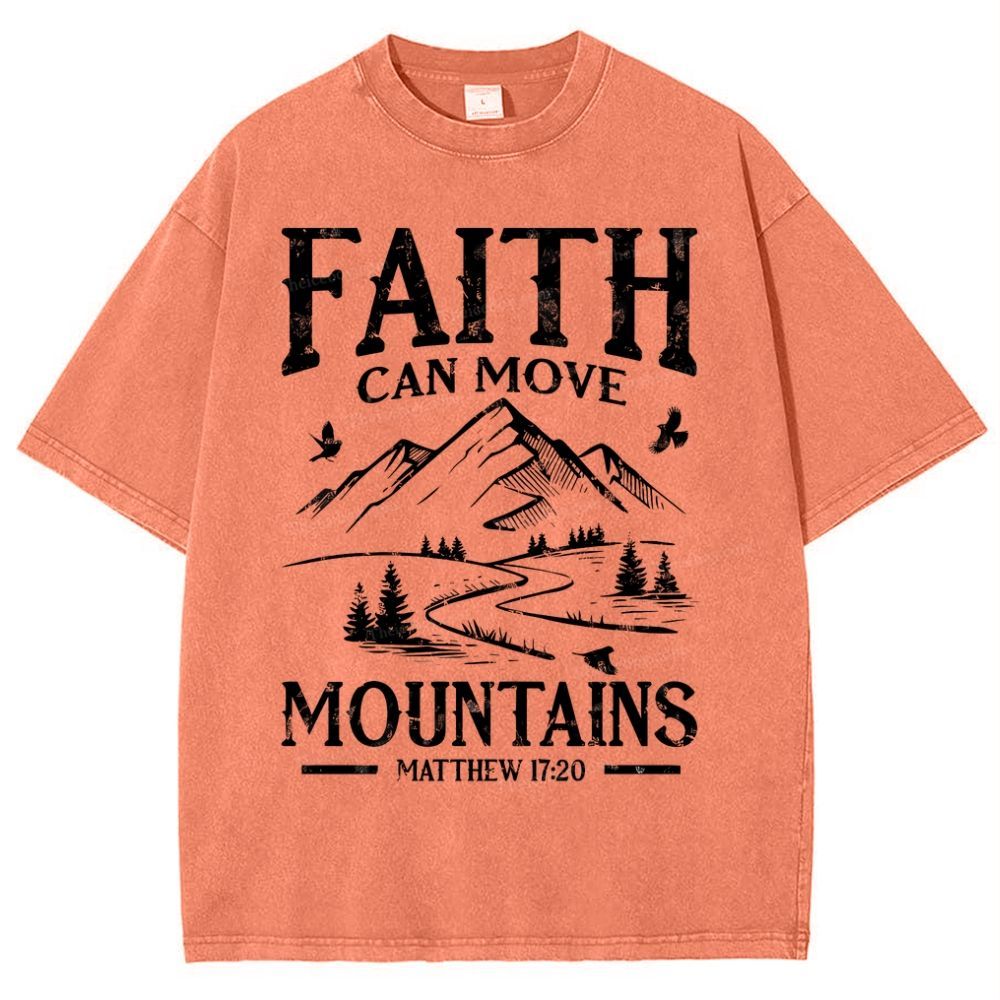 Faith Can Move Mountains Snowflake Vintage Washed T-Shirt