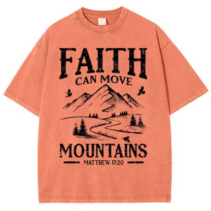 Faith Can Move Mountains Snowflake Vintage Washed T-Shirt