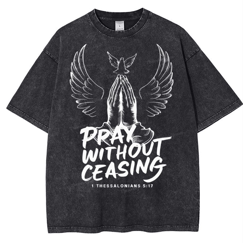Pray Without Ceasing Snowflake Vintage Washed T-Shirt