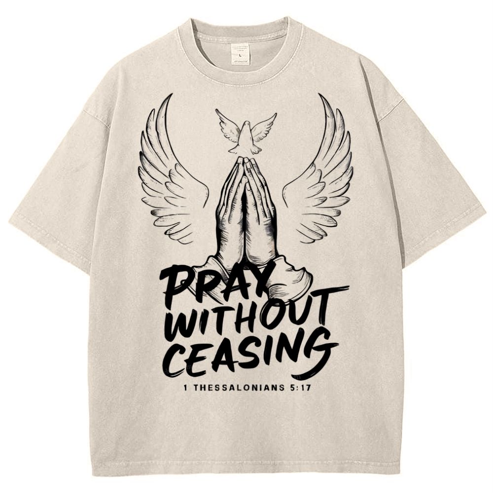 Pray Without Ceasing Snowflake Vintage Washed T-Shirt