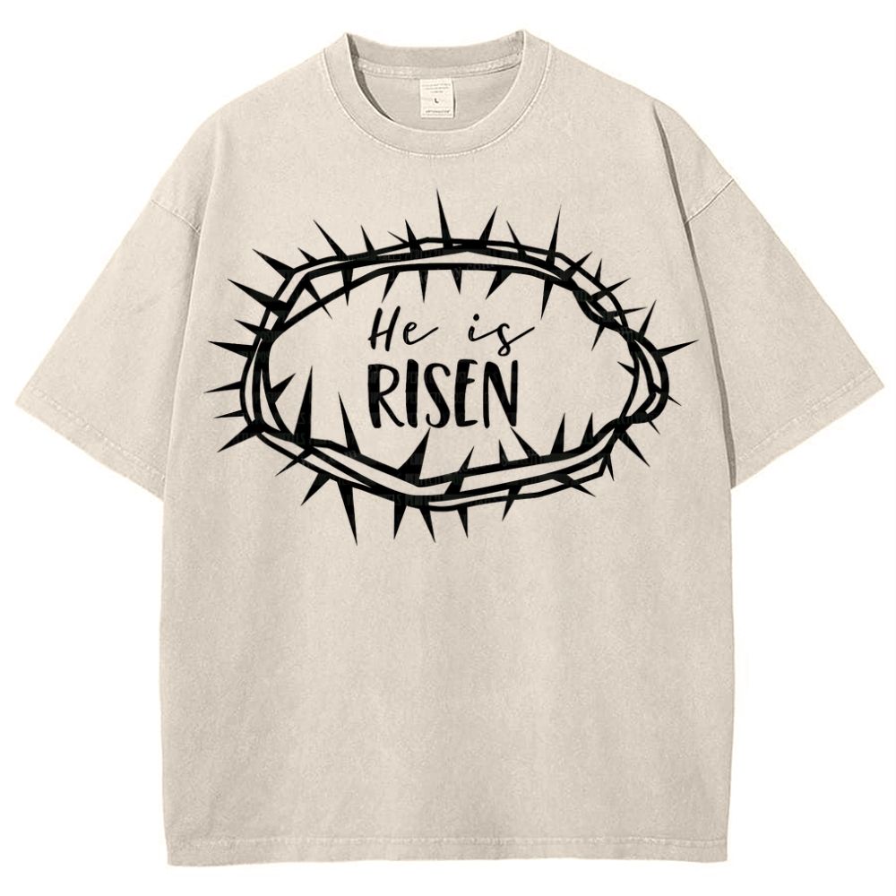 Crown Of Thorns He Is Risen Snowflake Vintage Washed T-Shirt