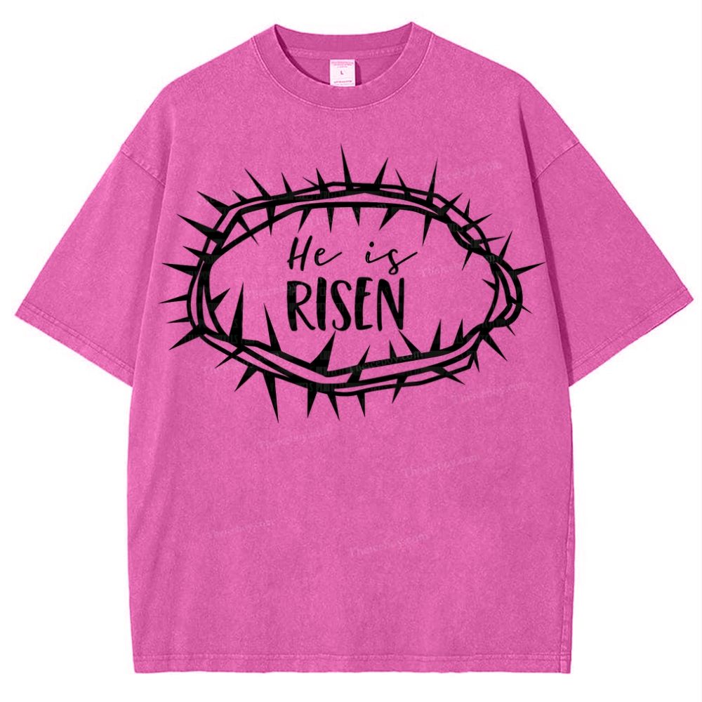 Crown Of Thorns He Is Risen Snowflake Vintage Washed T-Shirt