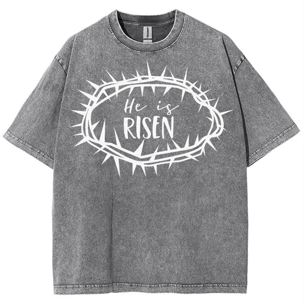 Crown Of Thorns He Is Risen Snowflake Vintage Washed T-Shirt