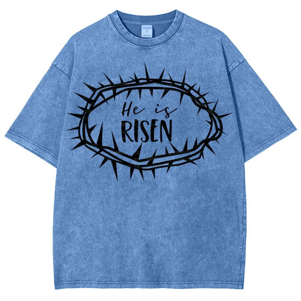 Crown Of Thorns He Is Risen Snowflake Vintage Washed T-Shirt