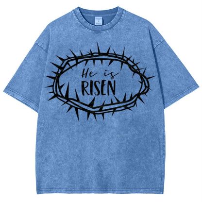 Crown Of Thorns He Is Risen Snowflake Vintage Washed T-Shirt
