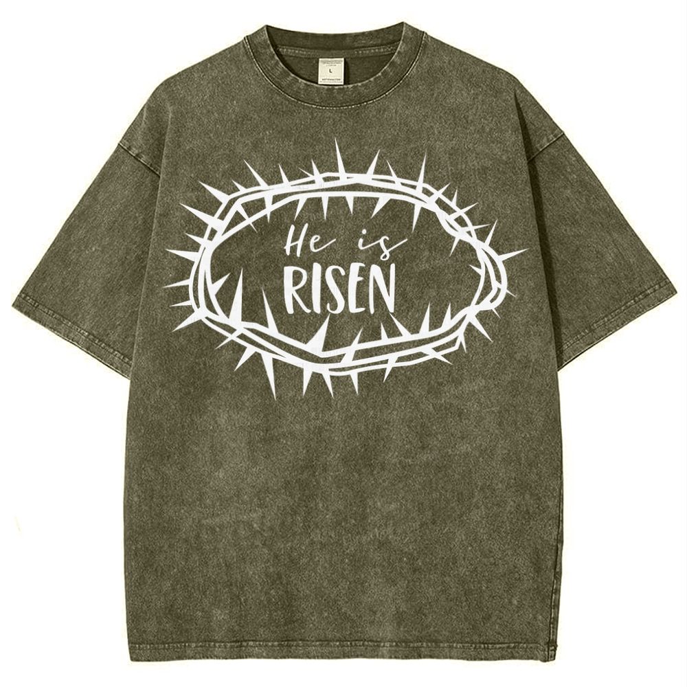 Crown Of Thorns He Is Risen Snowflake Vintage Washed T-Shirt