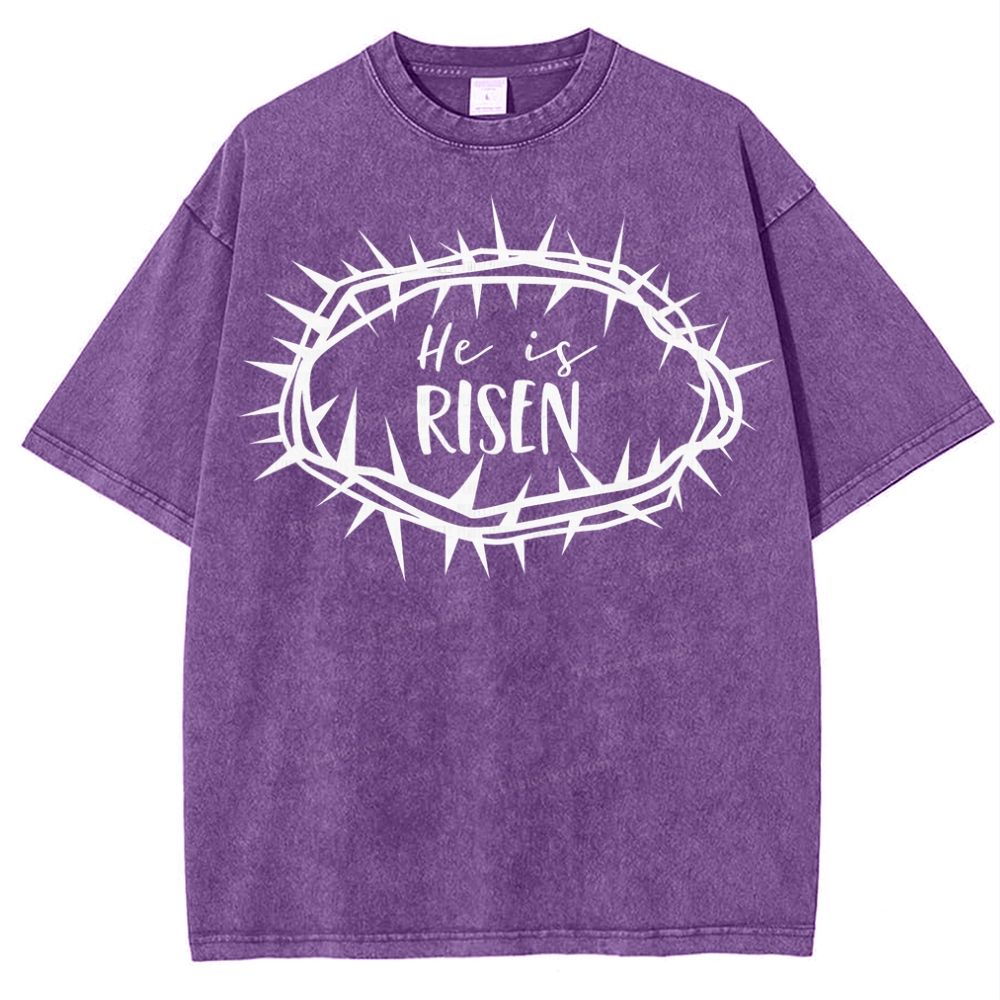 Crown Of Thorns He Is Risen Snowflake Vintage Washed T-Shirt