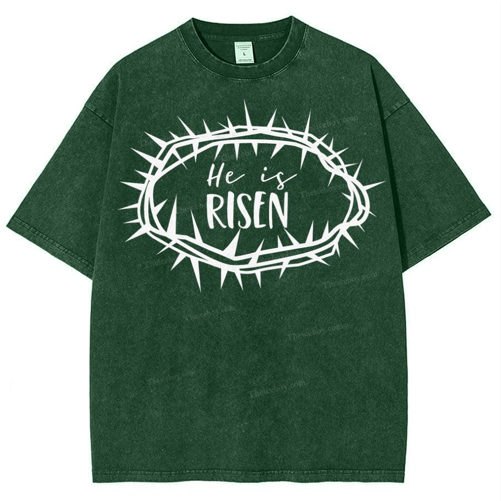 Crown Of Thorns He Is Risen Snowflake Vintage Washed T-Shirt