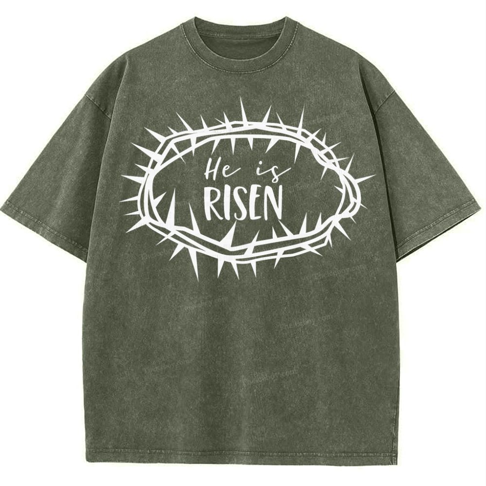 Crown Of Thorns He Is Risen Snowflake Vintage Washed T-Shirt