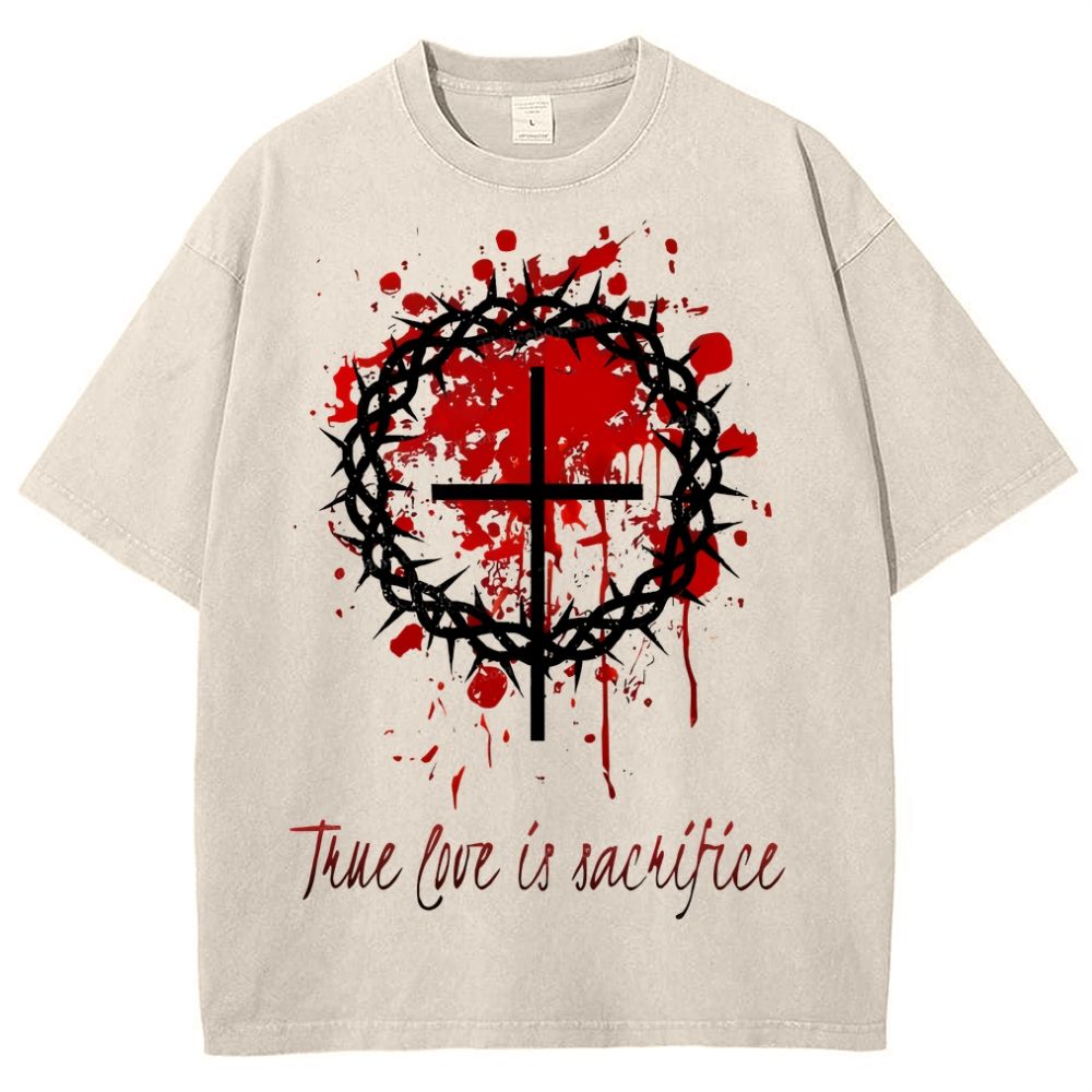 True Love Is Sacrifice Snowflake Vintage Washed T-Shirt