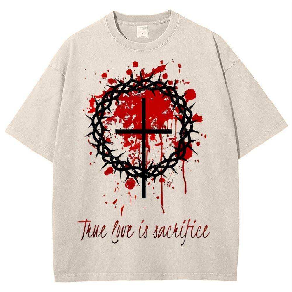 True Love Is Sacrifice Snowflake Vintage Washed T-Shirt