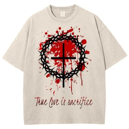 True Love Is Sacrifice Snowflake Vintage Washed T-Shirt