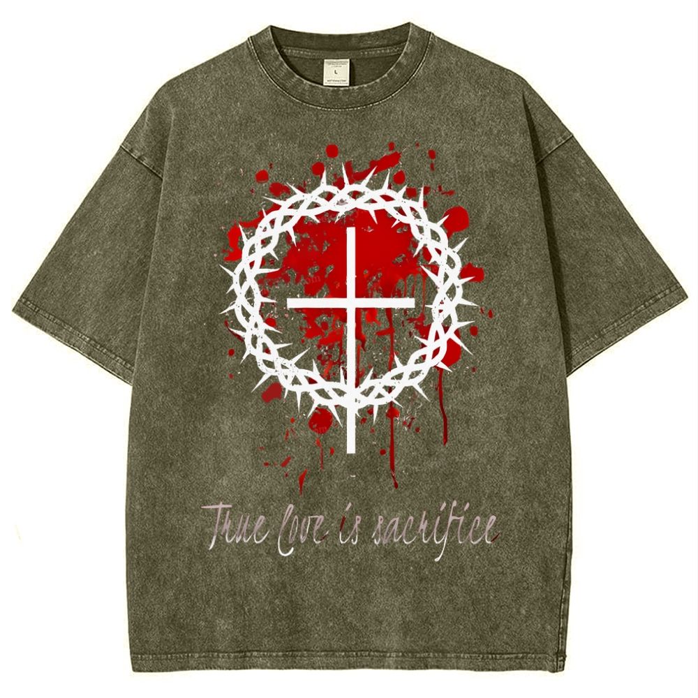 True Love Is Sacrifice Snowflake Vintage Washed T-Shirt