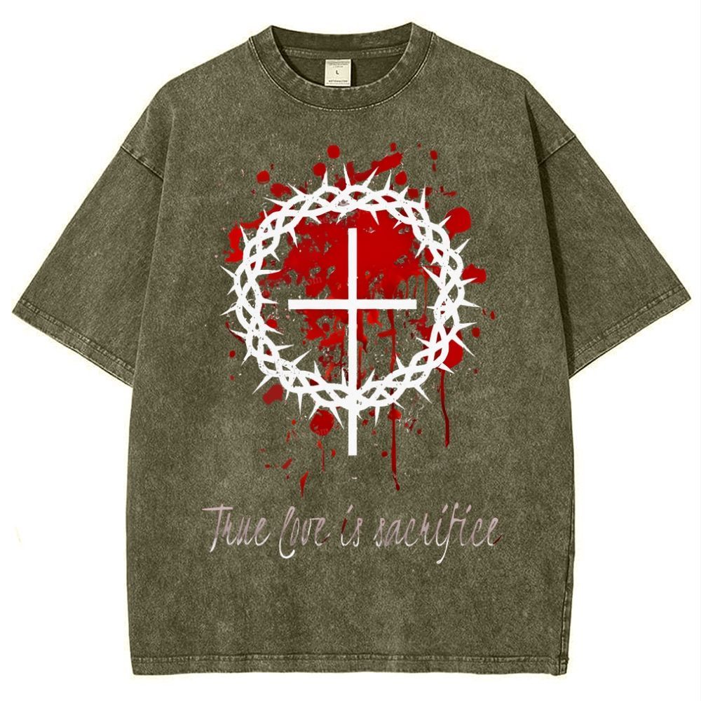 True Love Is Sacrifice Snowflake Vintage Washed T-Shirt