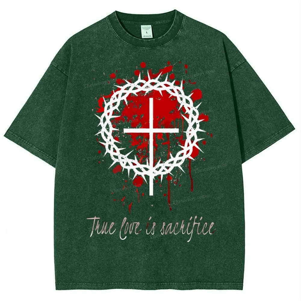 True Love Is Sacrifice Snowflake Vintage Washed T-Shirt