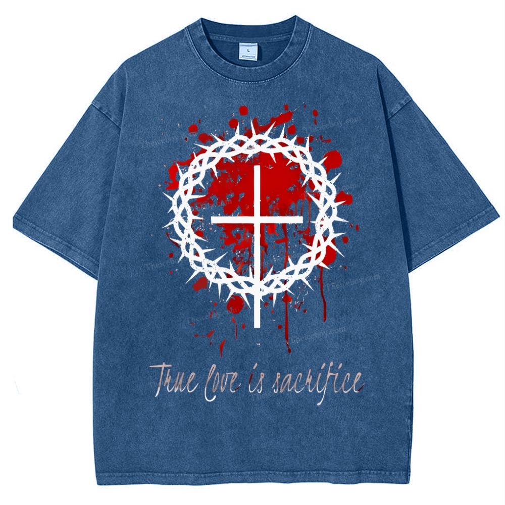 True Love Is Sacrifice Snowflake Vintage Washed T-Shirt