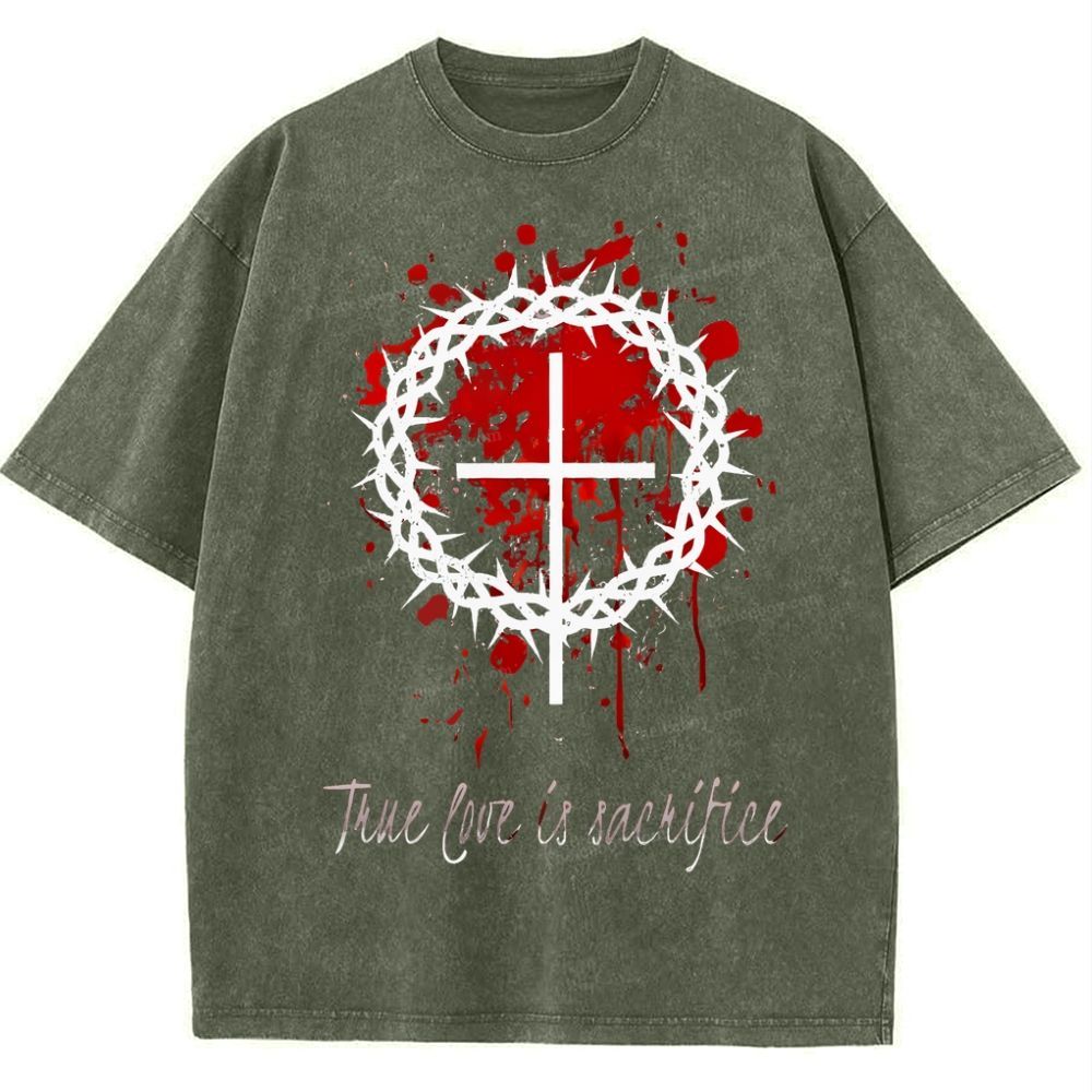True Love Is Sacrifice Snowflake Vintage Washed T-Shirt