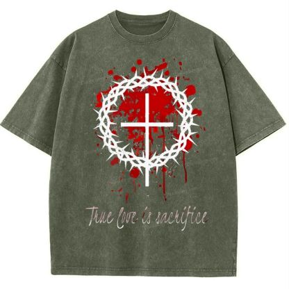 True Love Is Sacrifice Snowflake Vintage Washed T-Shirt