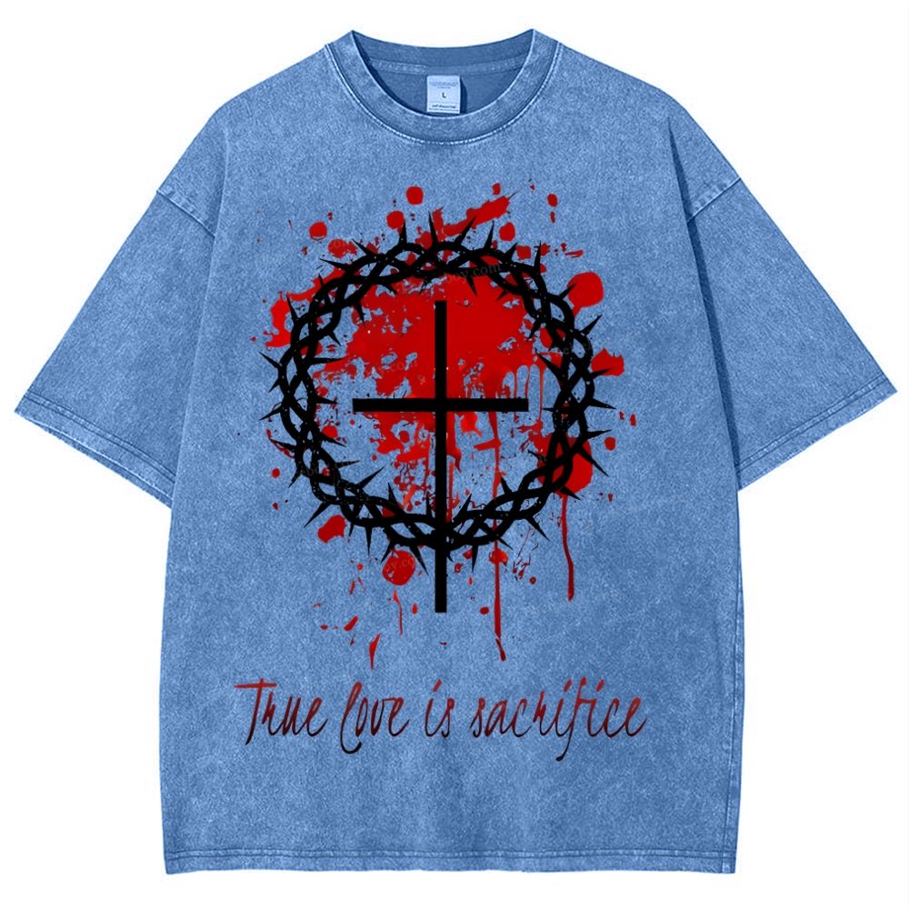 True Love Is Sacrifice Snowflake Vintage Washed T-Shirt