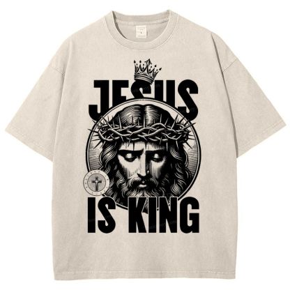 Jesus Is King Snowflake Vintage Washed T-Shirt