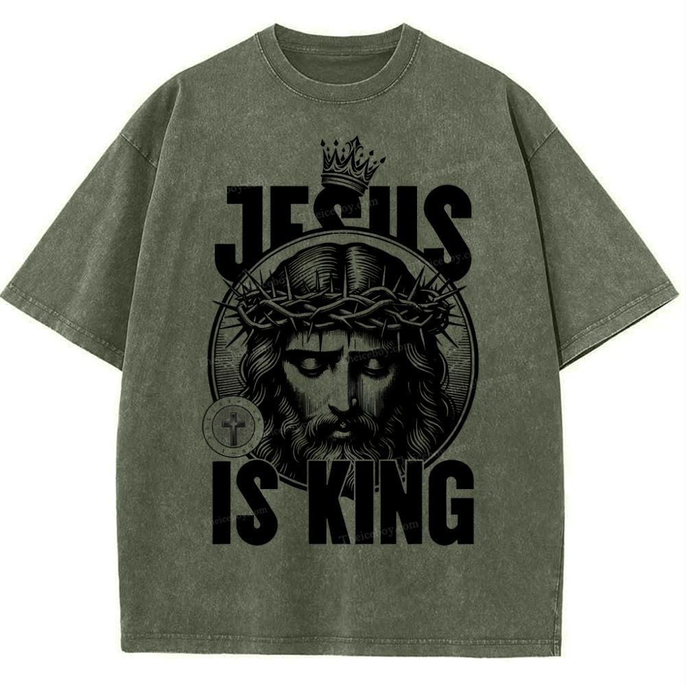 Jesus Is King Snowflake Vintage Washed T-Shirt