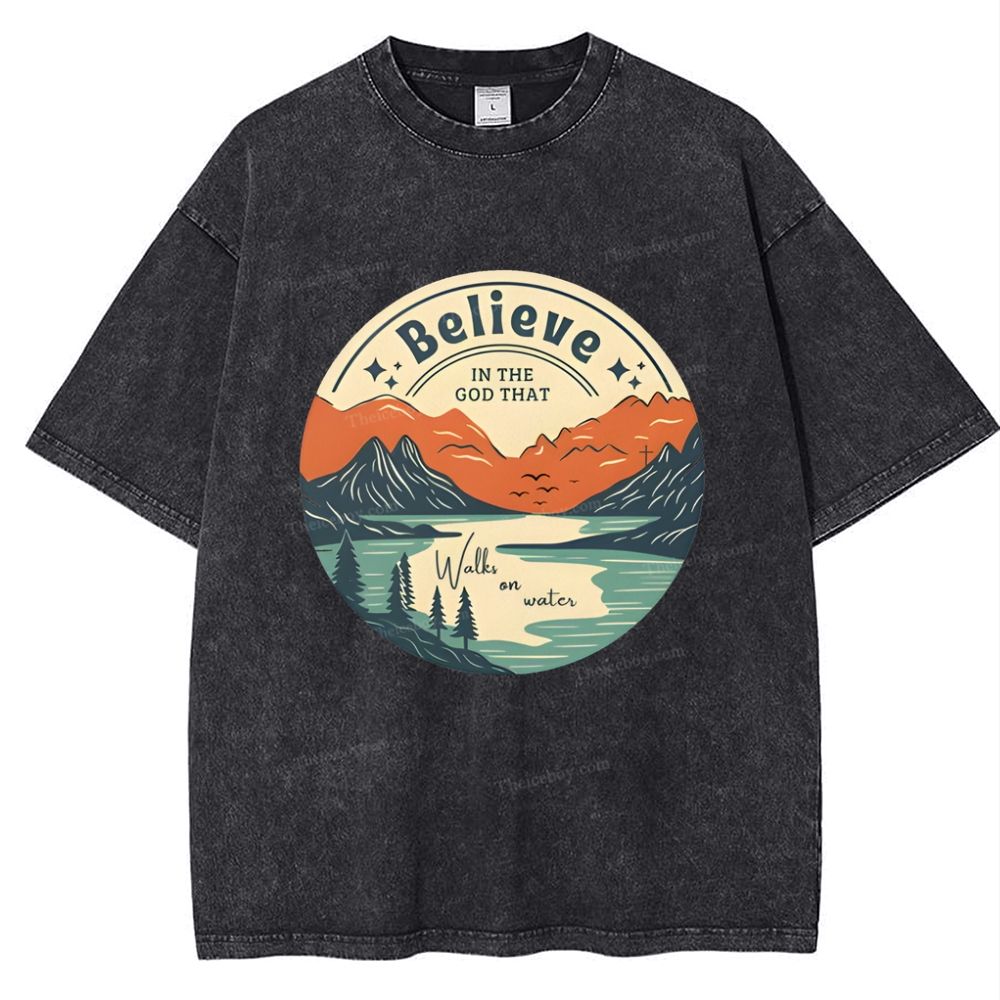 Believe In The God That Snowflake Vintage Washed T-Shirt