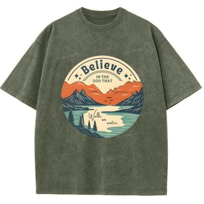 Believe In The God That Snowflake Vintage Washed T-Shirt