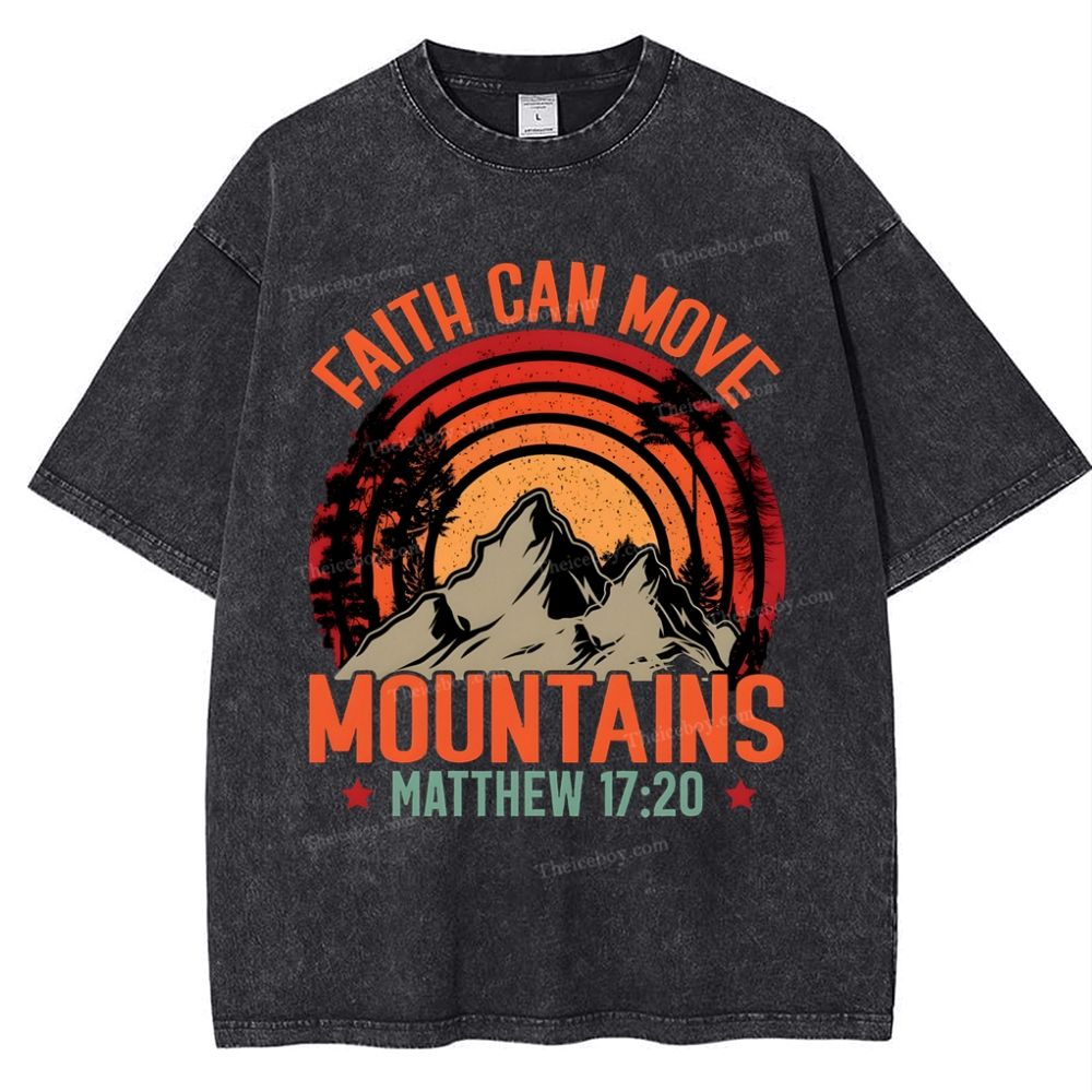 Faith Can Move Mountains Snowflake Vintage Washed T-Shirt