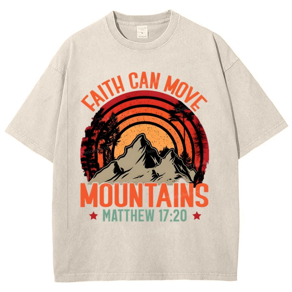 Faith Can Move Mountains Snowflake Vintage Washed T-Shirt