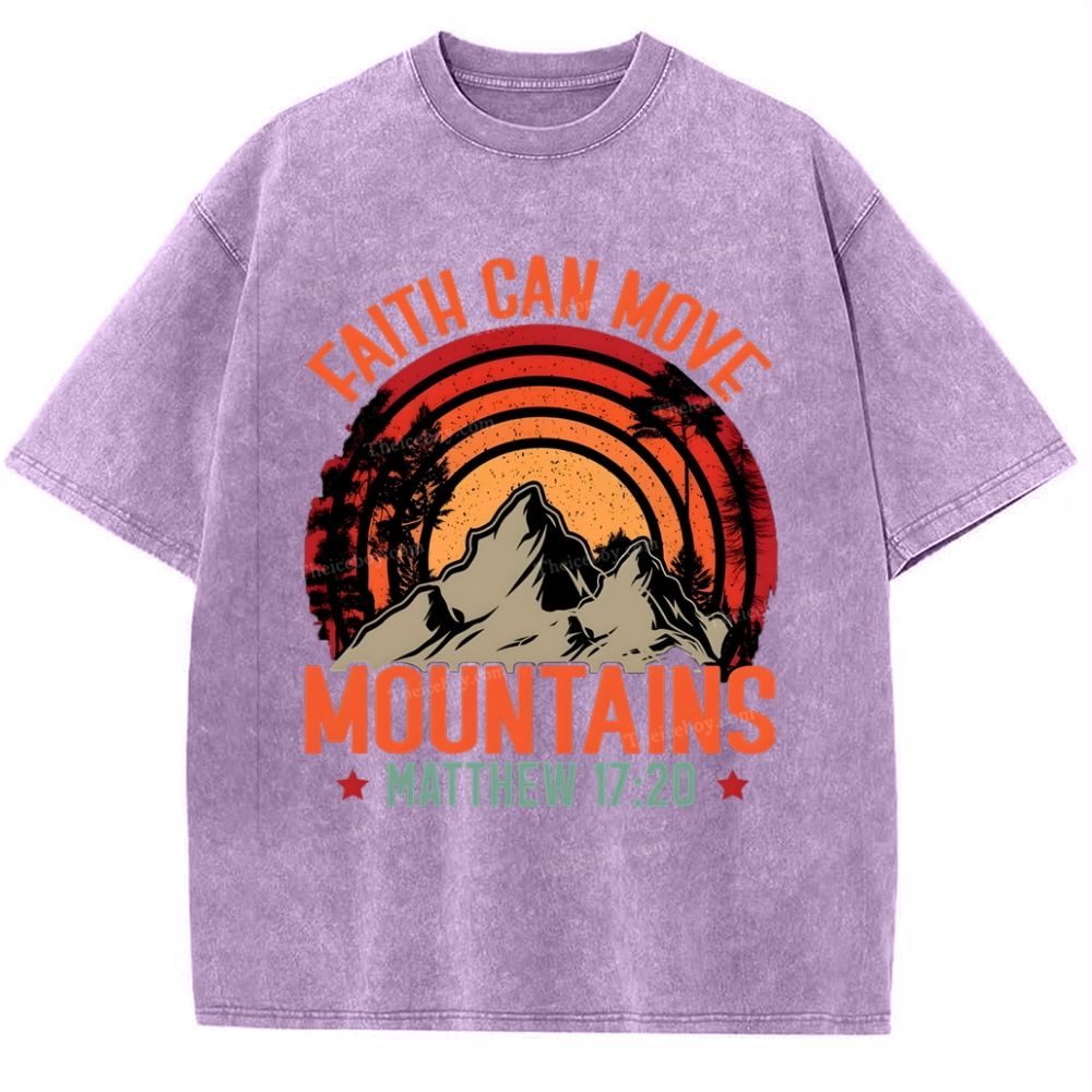 Faith Can Move Mountains Snowflake Vintage Washed T-Shirt