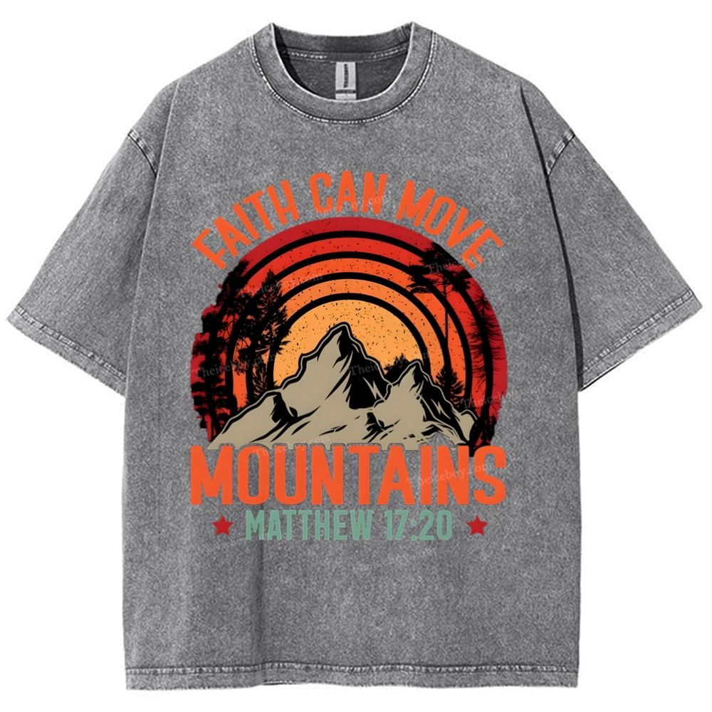 Faith Can Move Mountains Snowflake Vintage Washed T-Shirt