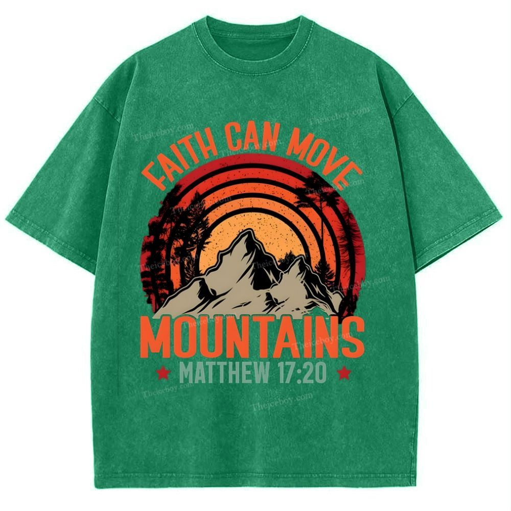 Faith Can Move Mountains Snowflake Vintage Washed T-Shirt