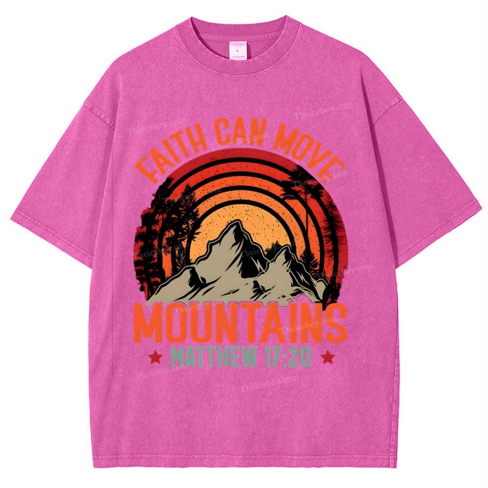 Faith Can Move Mountains Snowflake Vintage Washed T-Shirt