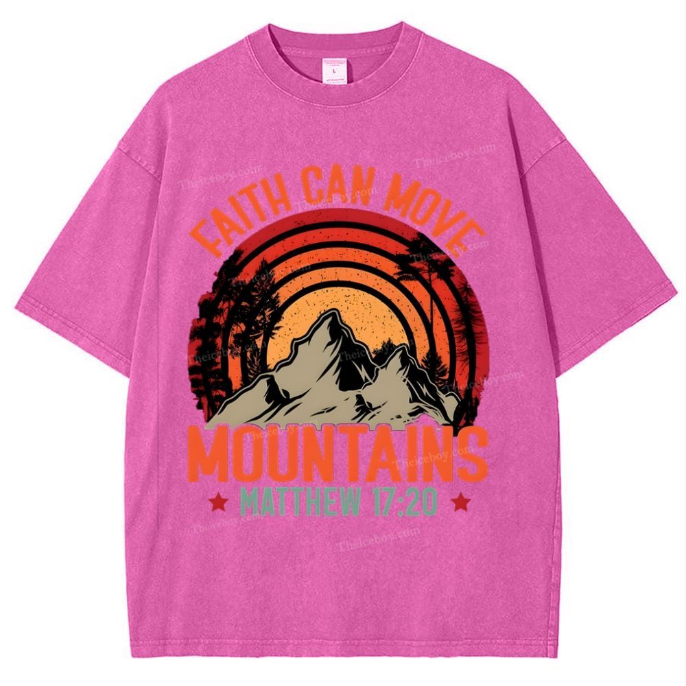 Faith Can Move Mountains Snowflake Vintage Washed T-Shirt