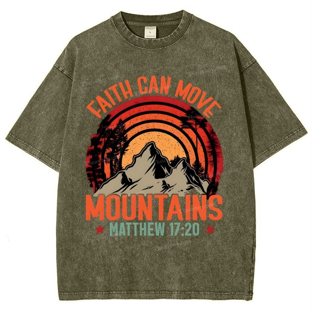 Faith Can Move Mountains Snowflake Vintage Washed T-Shirt