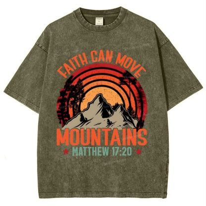 Faith Can Move Mountains Snowflake Vintage Washed T-Shirt