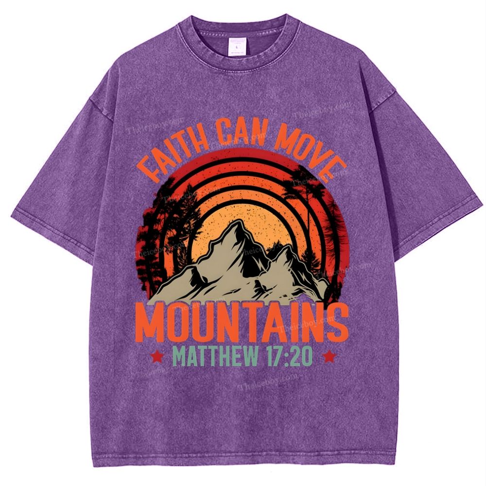 Faith Can Move Mountains Snowflake Vintage Washed T-Shirt