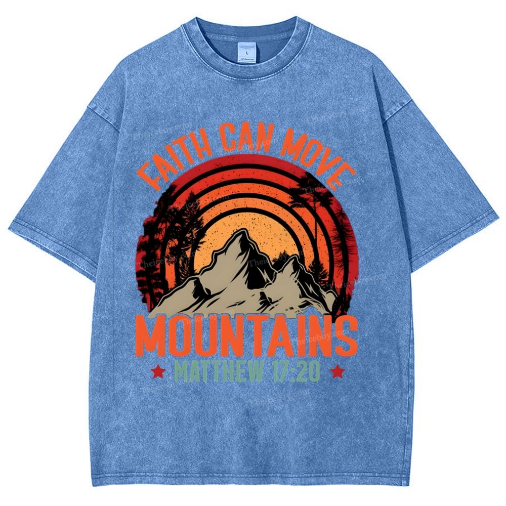 Faith Can Move Mountains Snowflake Vintage Washed T-Shirt