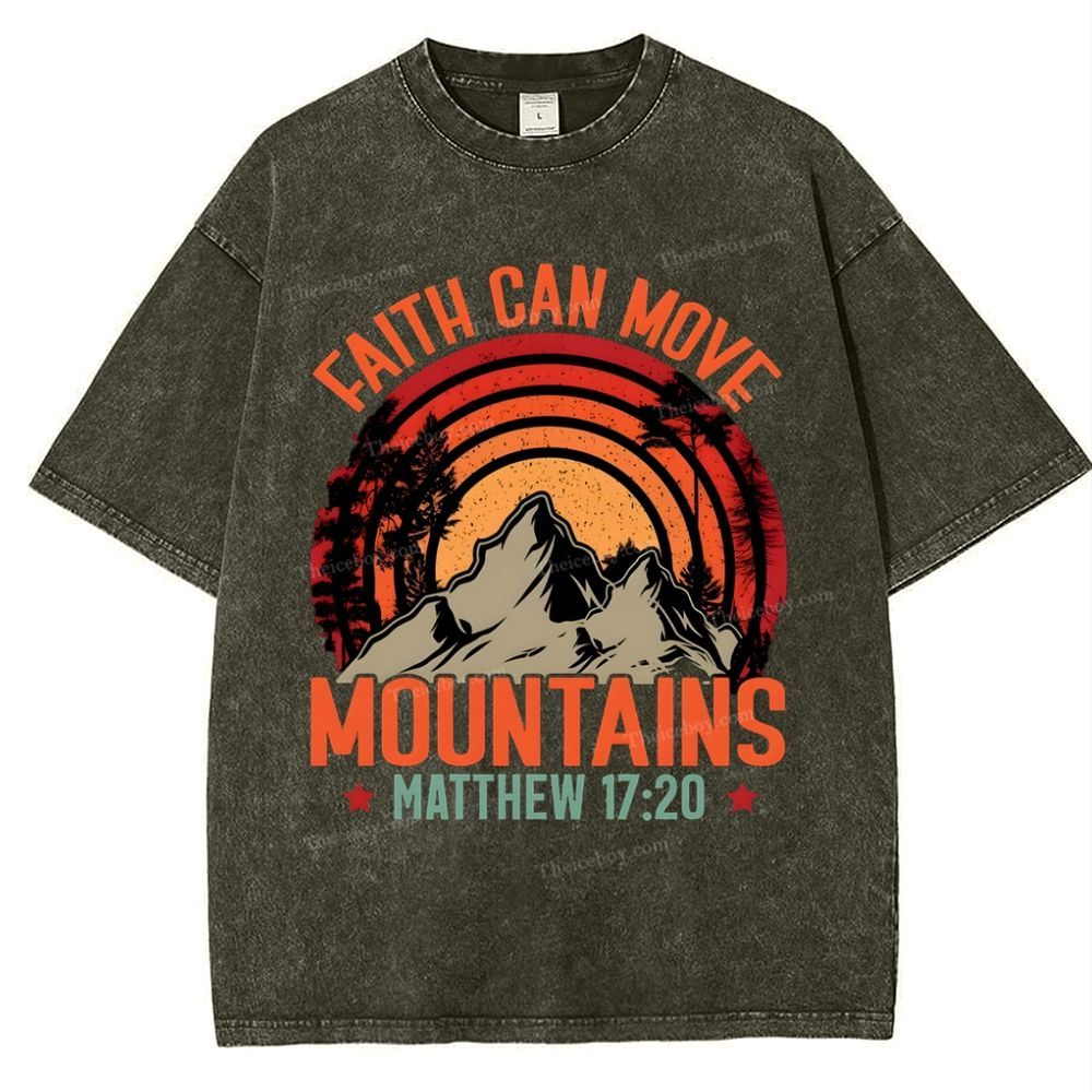 Faith Can Move Mountains Snowflake Vintage Washed T-Shirt