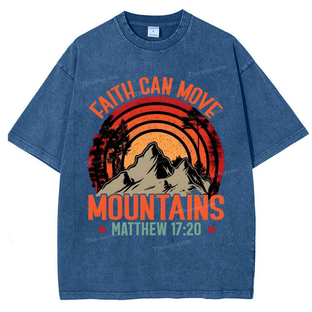 Faith Can Move Mountains Snowflake Vintage Washed T-Shirt