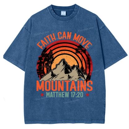 Faith Can Move Mountains Snowflake Vintage Washed T-Shirt